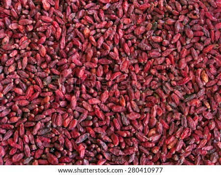 dried red Tibetan spicy barberries background placer
