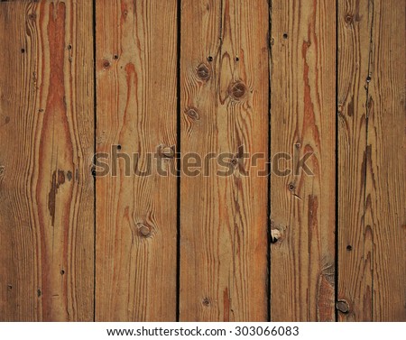 Old vintage rustic aged antique wooden sepia panel with vertical gaps, planks and chinks