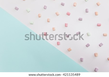 Sweets on pastel backgrounds. Fashion style Minimalism Set. Flat lay, Top view.