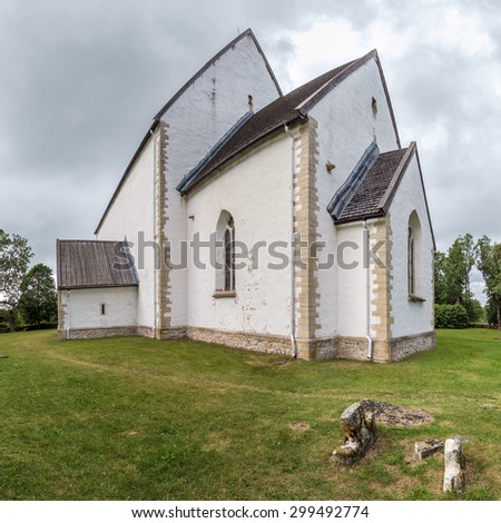 St. Catherine\'s Church, Muhu Island, Estonia. A Lutheran church without steeple, one of the oldest in Estonia