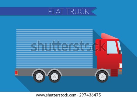 Flat design vector illustration city Transportation, small truck for transportation cargo, side view