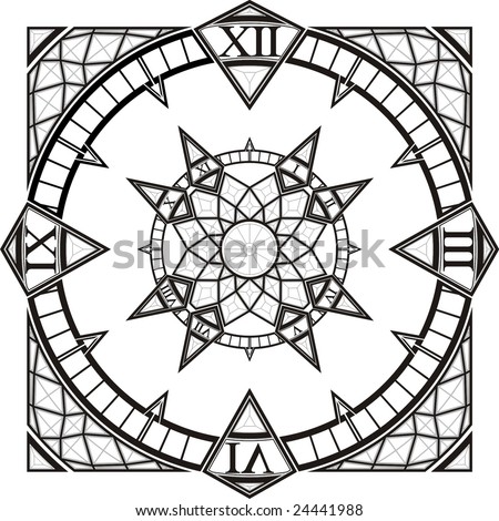 stock vector : Clock Watch Gothic Tattoo Compass