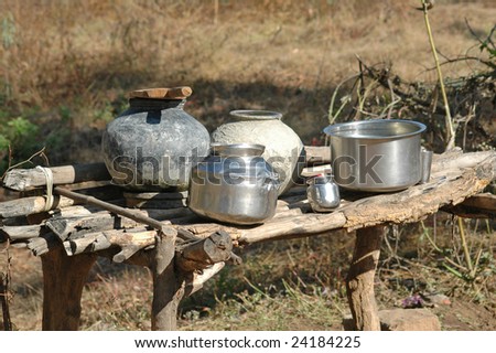 Water pots in a rural Indian home.