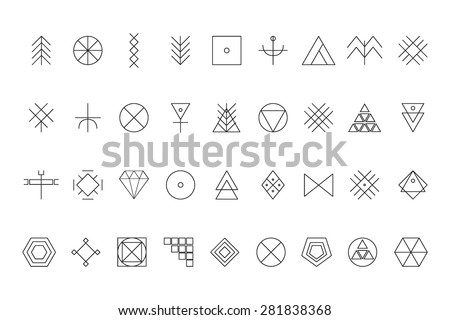 Set of geometric shapes. Trendy hipster background and logotypes. Religion, philosophy, spirituality, occultism symbols collection