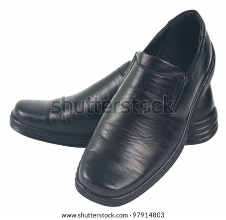 Leather shoes for men. Object is isolated on white background without shadows.