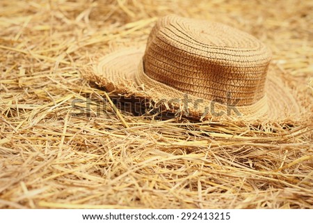 A brown hat on a rice straw.