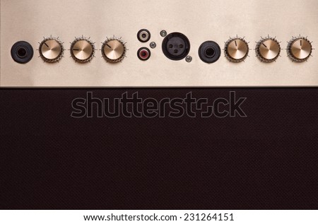 knobs and in of amplifier for electric guitar