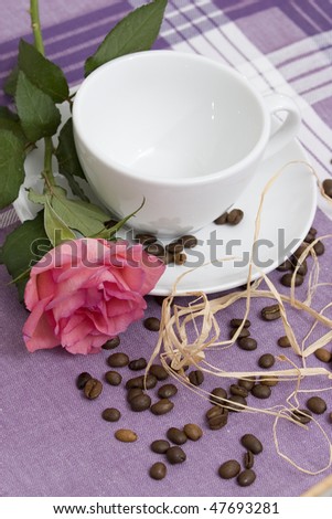 Coffee theme. High resolution image with coffee and flower.