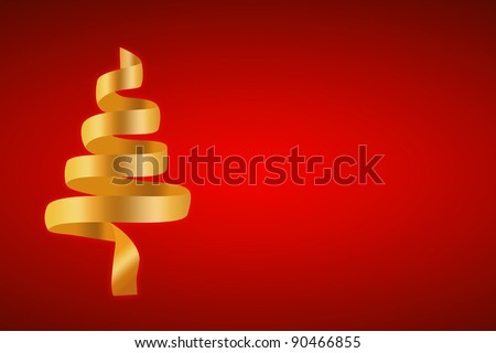 Golden ribbon in the shape of a Christmas tree.Perfect for promotional items, christmas & seasons greetings.