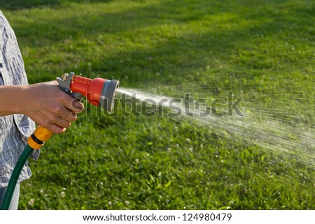 Watering the lawn