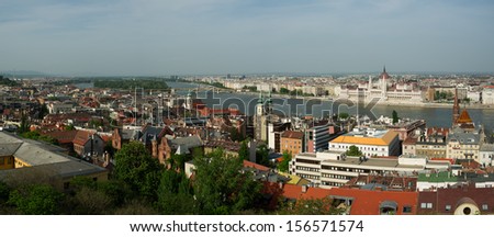 Hungarian Parliament and river Danube, view from Buda Castle Fishermen's Bastion