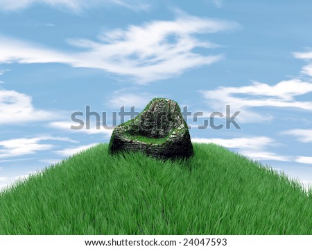 Stone chair on hill