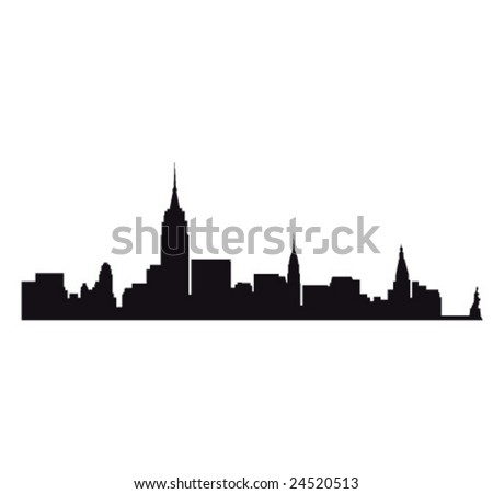 new york skyline black and white. stock vector : New York black