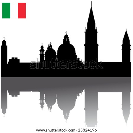 skyline with Italian flag