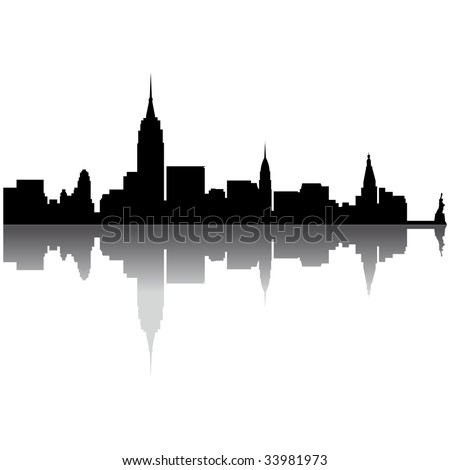 new york city skyline silhouette. stock photo : Black New York