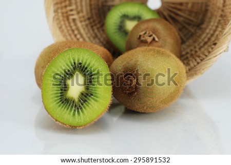 Kiwi fruit on white background.