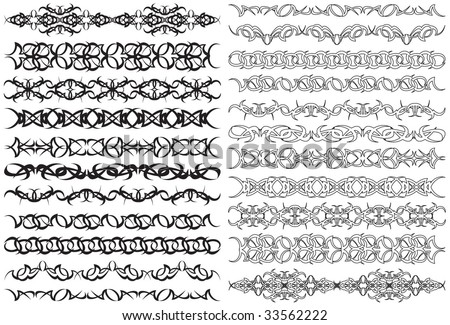 stock vector : Collection ornamental borders in style tattoo