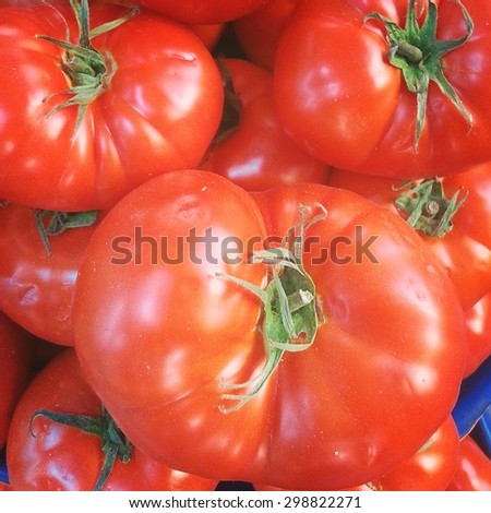 Close up of big tomatoes in a marketplace