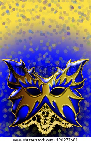Gold and Blue Carnival Party Mask Poster Background