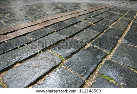 Ground of old stone brick