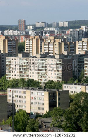 Typical socialist block of flats in Vilnius, Lithuania East Europe.