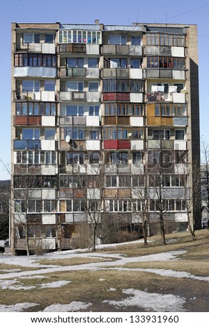 Typical socialist block of flats in Vilnius, Lithuania. East Europe.