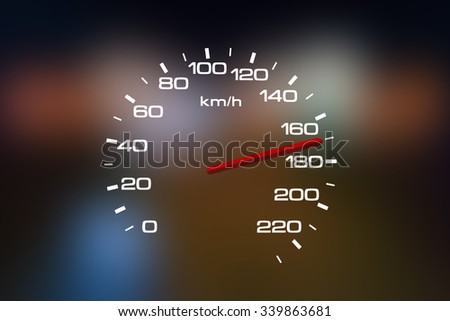 Speedometer over a blurred road representing driving very fast