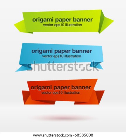 Vector set of origami paper banners. Vector set of origami paper banners.