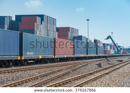 Cargo train platform with freight train container