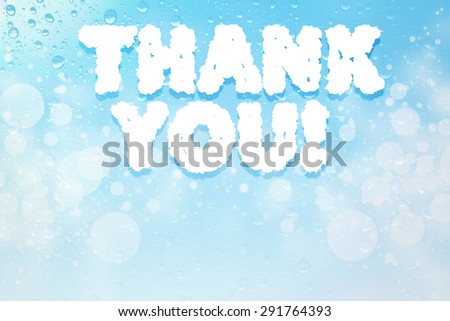 Thank you cloud message on water drops bokeh background