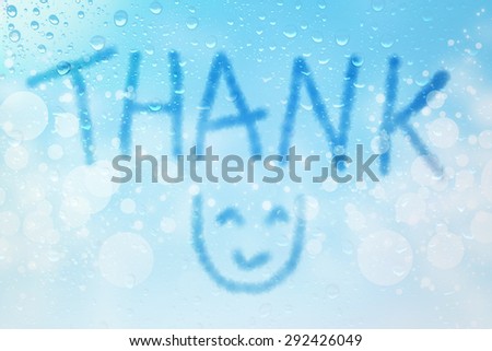 Thank you cloud message on  water drops bokeh background