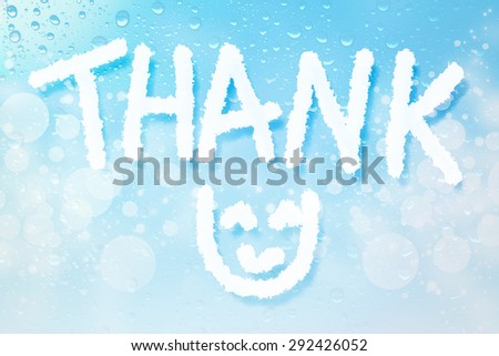 Thank you cloud message on  water drops bokeh background