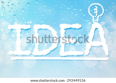 Idea  cloud message on  water drops bokeh background