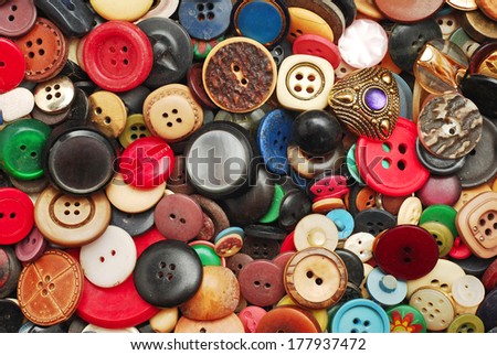 old vintage buttons collection background