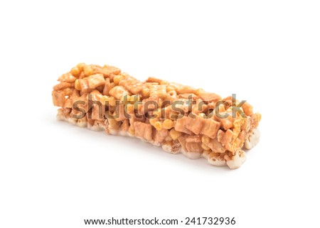 cereal protein bar on white