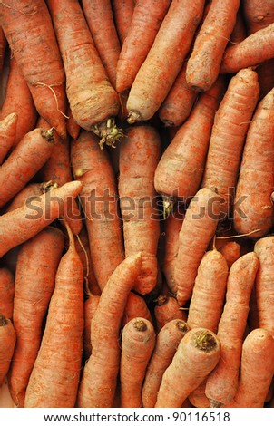 fresh natural carrots background closeup