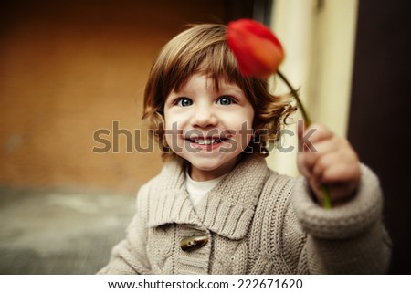 Cute girl with flower portrait