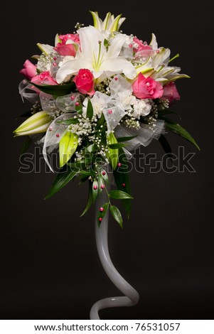 stock photo beautiful wedding bouquet on black background