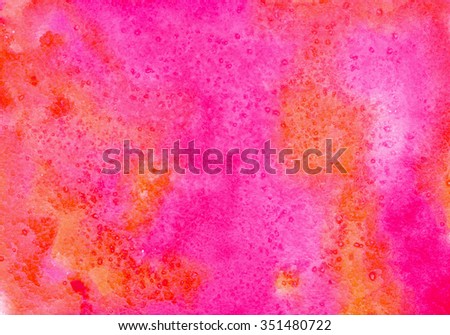 Watercolor bright scarlett and crimson colors background, colorful texture of watercolor paper