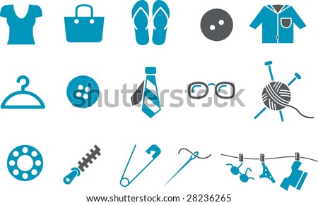 Одежда Икона Set - векторные иконки pack - голубой серия.