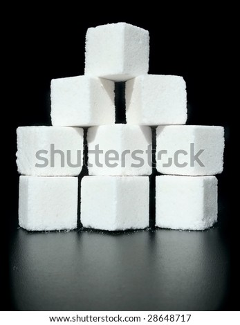 Pieces of sugar on a white background.