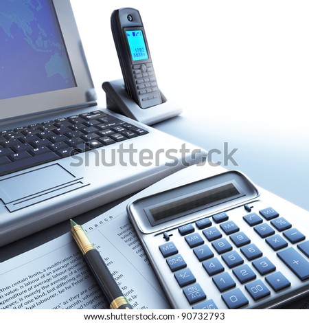 Calculator, telephone, computer.