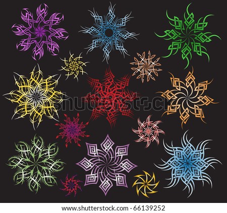 stock photo : new year snow flakes tattoo symbol
