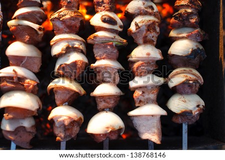 Cooking kebabs as outdoor recreation