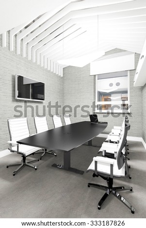Empty modern office interior meeting room visualization