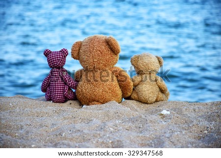 three teddy bears scenic ride on the beach