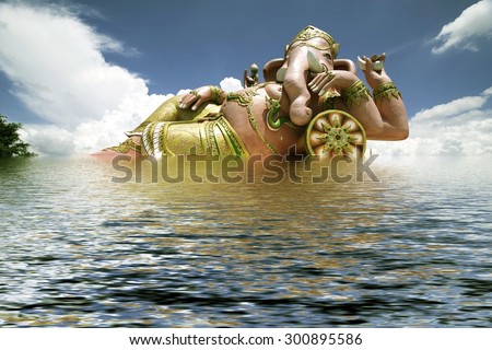 A statue of ganesha , in  thailand.Buddhist church etc. created with money donated by people,no restrict in copy or use.