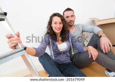 View of a Young couple in their brand new flat