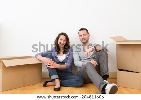 View of a Young couple in their brand new flat