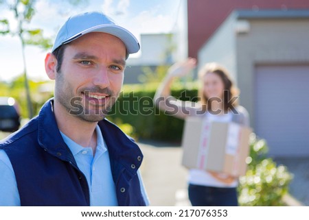 View of a Delivery man succeed during his delivery